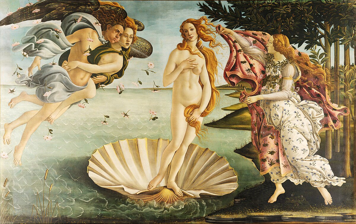 Sandro Botticelli, La naissance de Vénus, peinture emblématique de la Renaissance italienne, à Florence.