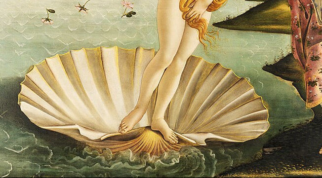 Sandro Botticelli, La Naissance de Vénus, détail, peinture emblématique de la Renaissance italienne, à Florence.