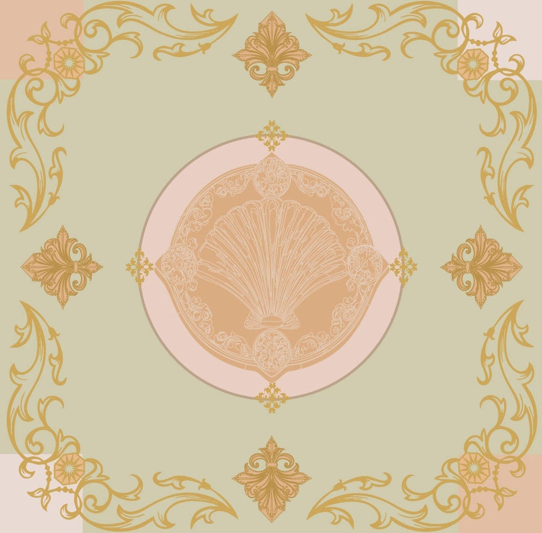 Vue détaillée du design du foulard Firenze Splendore, motif de coquillage.