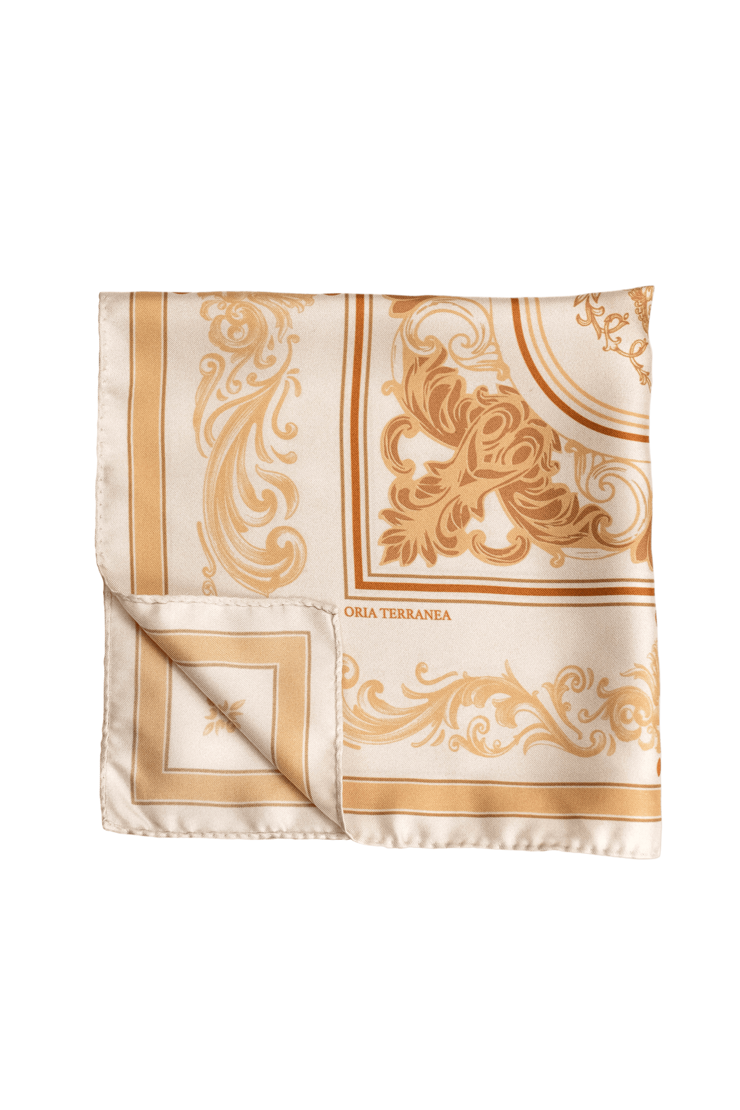 Vue du foulard Sole di Sicilia, plié en carré.